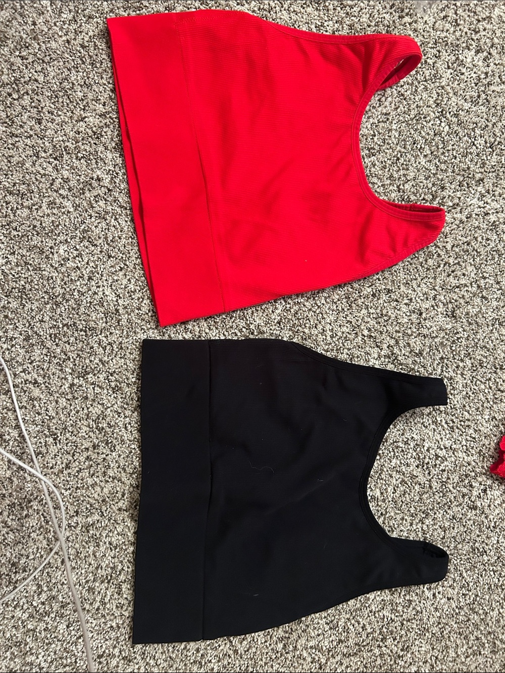 Red Ribbed Crop Tank Top - Women's Sleeveless Scoop Neck red & black set
